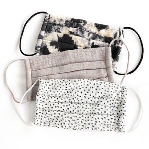 NWT kitsch face masks — leopard, polka dot, plain